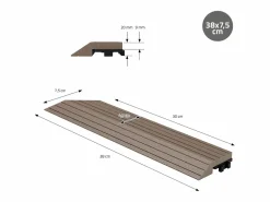 ML-DESIGN Perfil angular de wpc marrón oscuro esquina izquierda 38x2x7,5 cm borde de remate para baldosas con sistema clic aspecto madera para terraza Marru00f3n Online