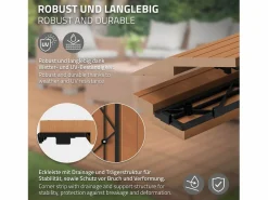 ML-DESIGN Terraza|Perfil angular de wpc marrón claro esquina derecha 38x2x7,5 cm borde de remate para baldosas con sistema clic aspecto madera para terraza