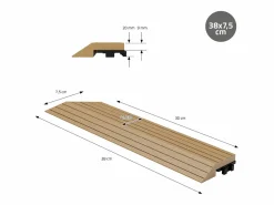 ML-DESIGN Terraza|Perfil angular de wpc marrón teca esquina izquierda 38x2x7,5 cm borde de remate para baldosas con sistema clic aspecto madera para terraza
