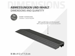 ML-DESIGN Perfil angular de wpc antracita esquina izquierda 38x2x7,5 cm borde de remate para baldosas con sistema clic aspecto madera para terraza Gris antracita Discount