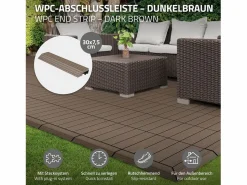 Perfil recto de wpc marrón oscuro 38x2x7,5 cm borde de remate para baldosas con sistema de clic aspecto madera para terraza, piscina o patio^ML-DESIGN Outlet