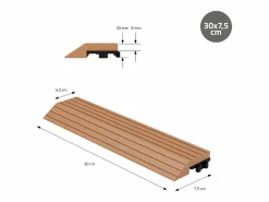 ML-DESIGN Terraza|Perfil recto de wpc marrón claro 38x2x7,5 cm borde de remate para baldosas con sistema de clic aspecto madera para terraza, piscina o patio