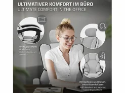 Silla de oficina ergonómica, claro, regulable en altura con respaldo alto^ML-DESIGN New