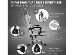 Silla de oficina ergonómica, claro, regulable en altura con respaldo alto^ML-DESIGN New