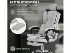 Silla de oficina ergonómica, claro, regulable en altura con respaldo alto^ML-DESIGN New
