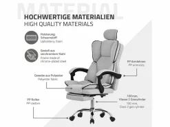 Silla de oficina ergonómica, claro, regulable en altura con respaldo alto^ML-DESIGN New