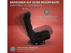 ML-DESIGN Silla Gaming|Sofá gaming ergonómico, negro-, sillón gamer de ordenador, videojuegos asiento gamer de suelo giratorio 360° y ajustable