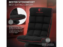 ML-DESIGN Silla Gaming|Sofá gaming ergonómico, negro-, sillón gamer de ordenador, videojuegos asiento gamer de suelo giratorio 360° y ajustable