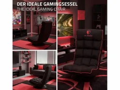ML-DESIGN Silla Gaming|Sofá gaming ergonómico, negro-, sillón gamer de ordenador, videojuegos asiento gamer de suelo giratorio 360° y ajustable