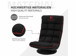 ML-DESIGN Silla Gaming|Sofá gaming ergonómico, negro-, sillón gamer de ordenador, videojuegos asiento gamer de suelo giratorio 360° y ajustable