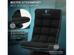 ML-DESIGN Sofá gaming ergonómico, negro-turquesa, sillón gamer de ordenador, videojuegos asiento gamer de suelo giratorio 360° y ajustable Azul turquesa Outlet