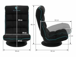 ML-DESIGN Sofá gaming ergonómico, negro-turquesa, sillón gamer de ordenador, videojuegos asiento gamer de suelo giratorio 360° y ajustable Azul turquesa Outlet