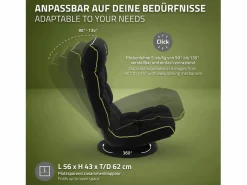 Sofá gaming ergonómico, negro-, sillón gamer de ordenador, videojuegos asiento gamer de suelo giratorio 360° y ajustable^ML-DESIGN Sale