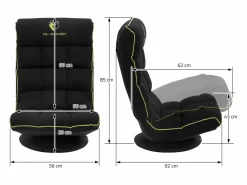 Sofá gaming ergonómico, negro-, sillón gamer de ordenador, videojuegos asiento gamer de suelo giratorio 360° y ajustable^ML-DESIGN Sale
