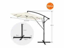 ML-DESIGN Sombrilla de jardín Ø330cm de aluminio parasol volafiza de terraza con soporte, giratoria 360° e inclinable con manivela Beige Best