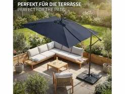 ML-DESIGN Sombrilla|Sombrilla de jardín con LED solar Ø330cm de aluminio marino parasol volafiza de terraza con soporte, giratoria 360° e inclinable