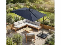 ML-DESIGN Sombrilla|Sombrilla de jardín con LED solar Ø330cm de aluminio marino parasol volafiza de terraza con soporte, giratoria 360° e inclinable
