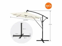 ML-DESIGN Sombrilla|Sombrilla de jardín con LED solar Ø330cm de aluminio parasol volafiza de terraza con soporte, giratoria 360° e inclinable