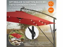 ML-DESIGN Sombrilla de jardín con LED solar Ø330cm de aluminio parasol volafiza de terraza con soporte, giratoria 360° e inclinable Rojo Online