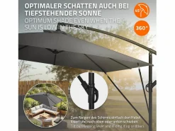 Sombrilla de jardín Ø330cm de aluminio antracita parasol volafiza de terraza con soporte, giratoria 360° e inclinable con manivela^ML-DESIGN Sale
