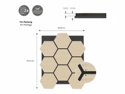 ML-Design 2x Paneles acústicos hexagonales de pared MDF color roble 66,5x81x2cm 1 m² tratamiento de insonorización absorbente de ruido para set up Color natural claro Discount