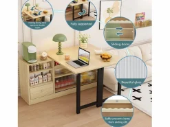 Mobiliario de bar, Buffet con mesa plegable retráctil - gran espacio de almacenamiento - Natural y Negro^ModernLuxe New