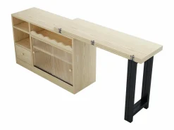 Mobiliario de bar, Buffet con mesa plegable retráctil - gran espacio de almacenamiento - Natural y Negro^ModernLuxe New