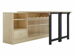 Mobiliario de bar, Buffet con mesa plegable retráctil - gran espacio de almacenamiento - Natural y Negro^ModernLuxe New