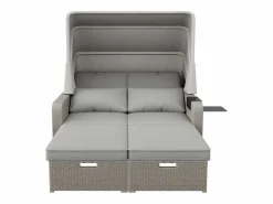 Mobiliario de jardín extensible - Sofá lounge de ratán PE con dosel ajustable - estructura de acero - Taupe^ModernLuxe New