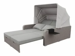 Mobiliario de jardín extensible - Sofá lounge de ratán PE con dosel ajustable - estructura de acero - Taupe^ModernLuxe New