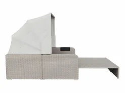 Mobiliario de jardín extensible - Sofá lounge de ratán PE con dosel ajustable - estructura de acero - Taupe^ModernLuxe New
