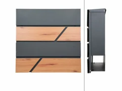 ML-DESIGN Buzón|Moderno buzón de acero imitación madera antracita de pared