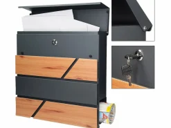 ML-DESIGN Buzón|Moderno buzón de acero imitación madera antracita de pared