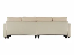 Moderno sofá recto de 4 plazas con bolsillos laterales y cojines - en tejido de lino - mueble de salón - Beige Best