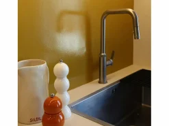 Essebagno Grifo De Cocina|Molette Mezclador de fregadero con teleducha extraíble en acero inoxidable