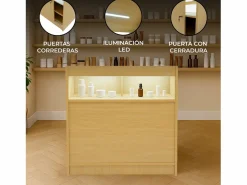 Monstershop Escritorio Secreter|Mostrador Comercial con Luz LED B900 90x60x90cm – Color Arce