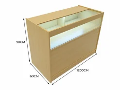 Monstershop Mostrador Comercial con Luz LED B1200 120x60x90cm – Arce Color natural claro Sale