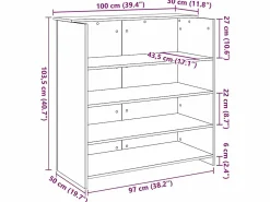 Clicnbuy Mostrador de recepción madera vieja 100x50x103,5 cm Marru00f3n Best