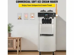 Pequeño Electrodoméstico|Máquina Comercial para Helado Suave SucceBuy de 2200 W, 2+1 Sabores, de Pie