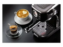 Ariete Pequeño Electrodoméstico|Máquina de espresso 1381 negra 15 bares, 1300W, compatible con café molido y cápsulas, con manómetro y Maxi-Cappuccino