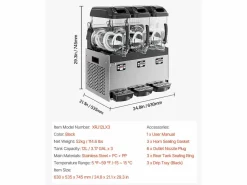 Máquina de Granizado Comercial SucceBuy 12 Lx3, Máquina de Bebidas Frías con Triple Depósito, Acero Inoxidable para la Casa, la Fiesta, el Café^ Clearance