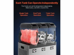Máquina de Granizado Comercial SucceBuy 12 Lx3, Máquina de Bebidas Frías con Triple Depósito, Acero Inoxidable para la Casa, la Fiesta, el Café^ Clearance