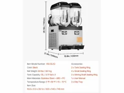 Máquina de Granizado Comercial SucceBuy 2 x 12L, Máquina de Smoothie y Margarita, para Supermercados, Cafeterías, Restaurantes y Bares^ New