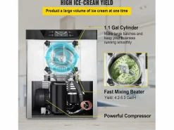 Pequeño Electrodoméstico|Máquina de Helado Duro Comercial SucceBuy, 16-20 L Británicas/Hora, Acero Inoxidable