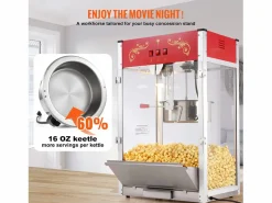 Máquina de Palomitas SucceBuy 1615 W, Máquina de Popcorn de 16 oz, Máquina de Mostrador con Caldero de Vidrio Templado, Estilo Cine,^ Clearance