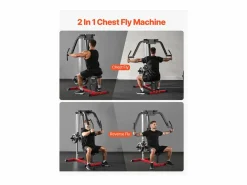 Máquina de prensa de pecho ajustable SucceBuy, capacidad de 204 kg, equipo para entrenamiento de pecho, espalda, deltoides posteriores y hombros, gimnasio en casa^ Discount