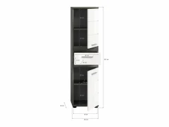 CHB Collection Columna De Baño|Mueble alto de baño Blake 1 cajón 2 puertas alto brillo, gris.