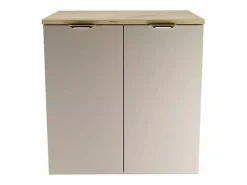 Mueble bajo lavabo con encimera de 60 cm, 2 puertas, roble Artisan / Kaszmir Orio Beige New