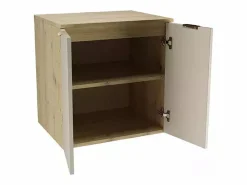 Mueble bajo lavabo con encimera de 60 cm, 2 puertas, roble Artisan / Kaszmir Orio Beige New