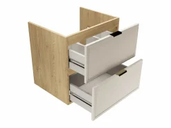 Mueble De Lavabo|Mueble bajo lavabo con encimera de 120 cm. Frentes con marco en roble Cremona / Cachemira Roma.